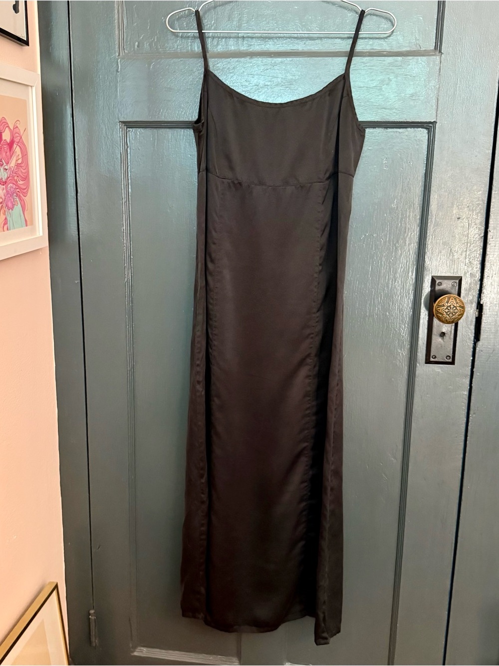 Vintage GAP Black 100% Silk Empire Waist Maxi Dress y2k